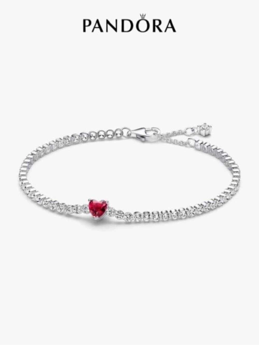 Pandora Red Sparkling Heart Tennis Bracelet